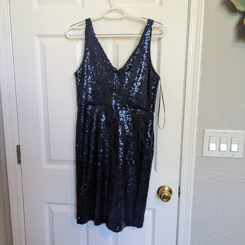 NWT MIDNIGHT BLUE SEQUIN SHEATH!  | 8 |  Some stretch | Wedding, Gala | SIZZLES - Picture 4 of 9